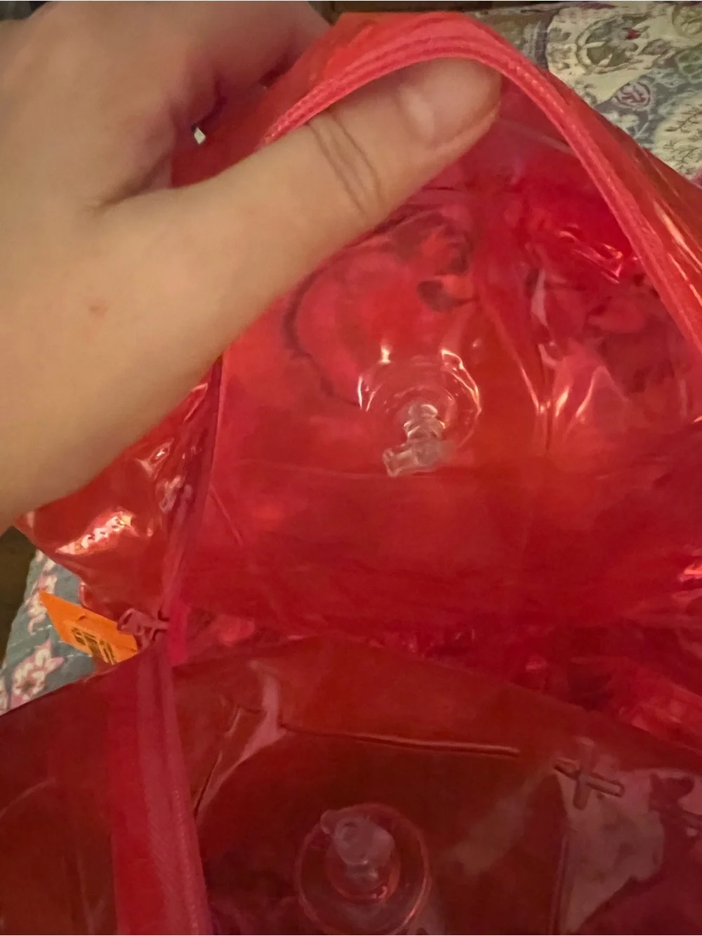 1990s Inflatable Bubble Backpack Neon Red PVC Y2K Blow-Up Rave Bag Festival